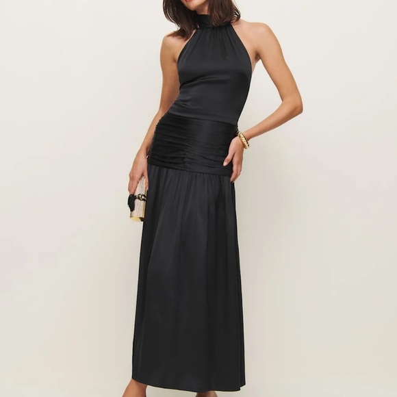 Reformation NWT Zaria Silk maxi dress in black Size 2 - Picture 5 of 12